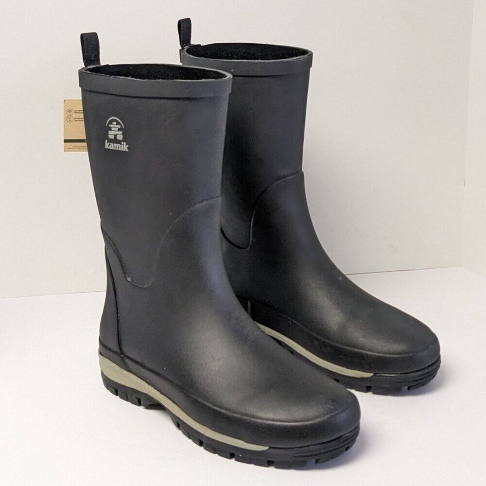 Kamik Lars Waterproof Rain Boots, Black, Men's 8 M